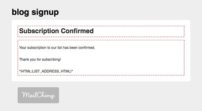 mailchimp signup confirmation