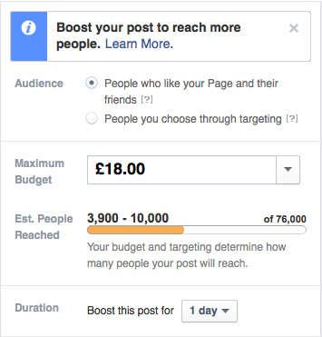 How to advertise on facebook - boosted post audience