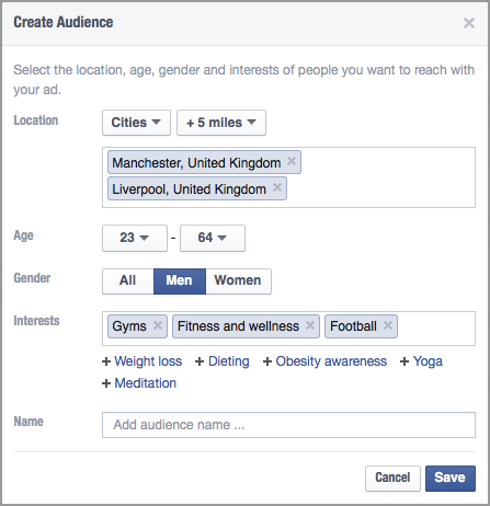 How to advertise on Facebook - create audience