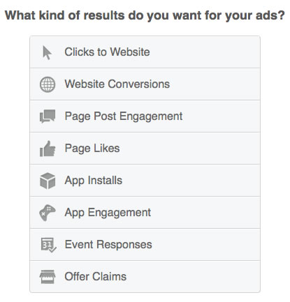 how to advertise on facebook - objective selection