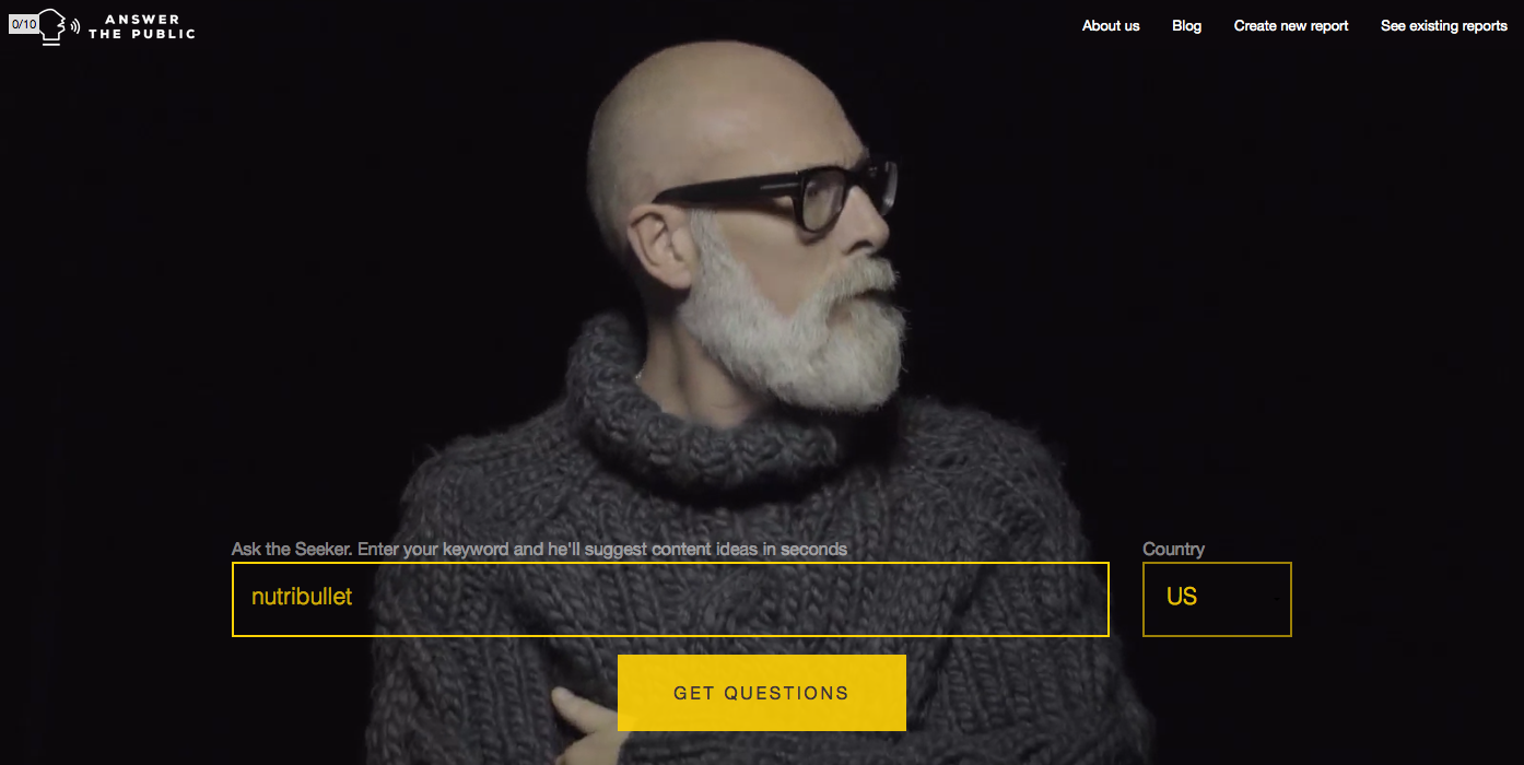 answer the public - keyword research tool