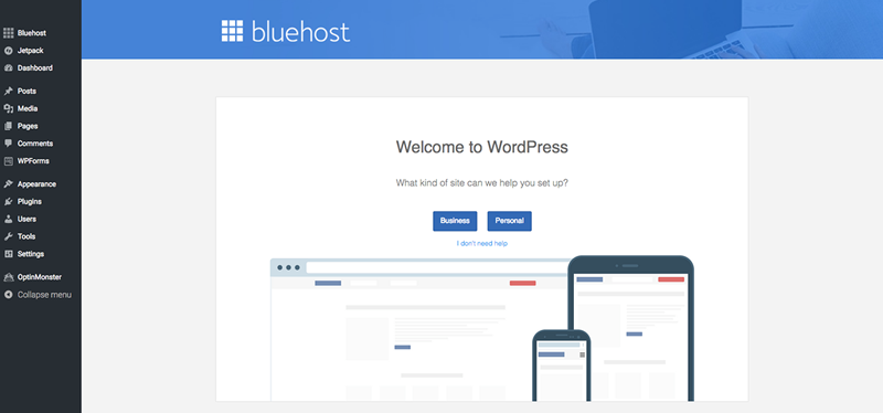 Building a wordpress site with bluehost